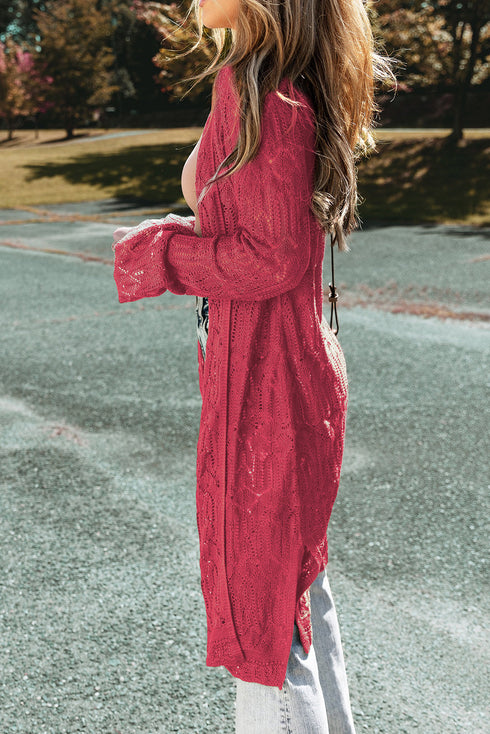 Open Front Pointelle Cardigan